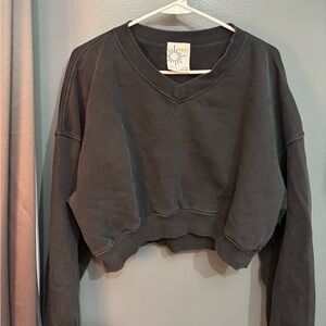 Aerie Charcoal V-Neck Top